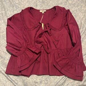 entro Ruffled Tie-Front Blouse — Berry